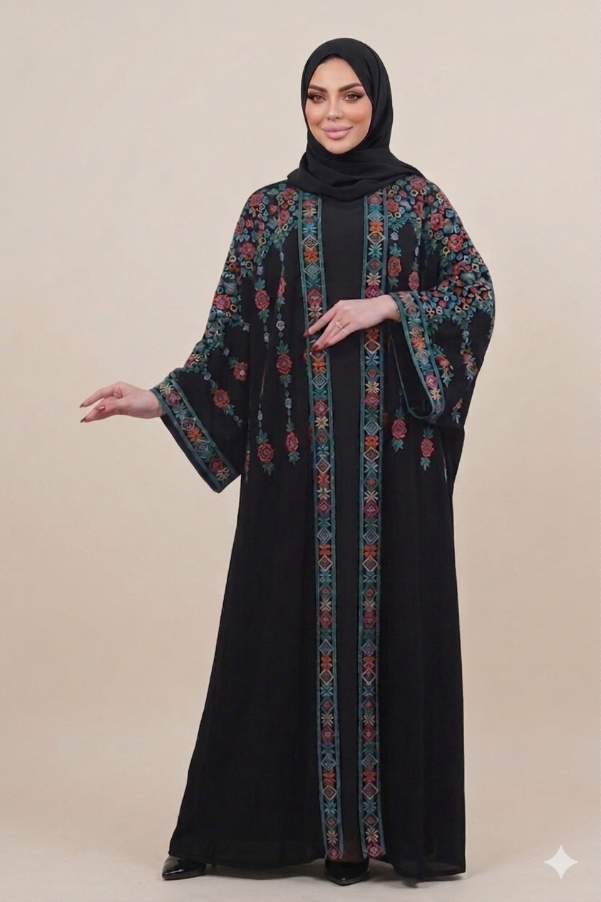The turquoise black elegant butterfly “Bisht”