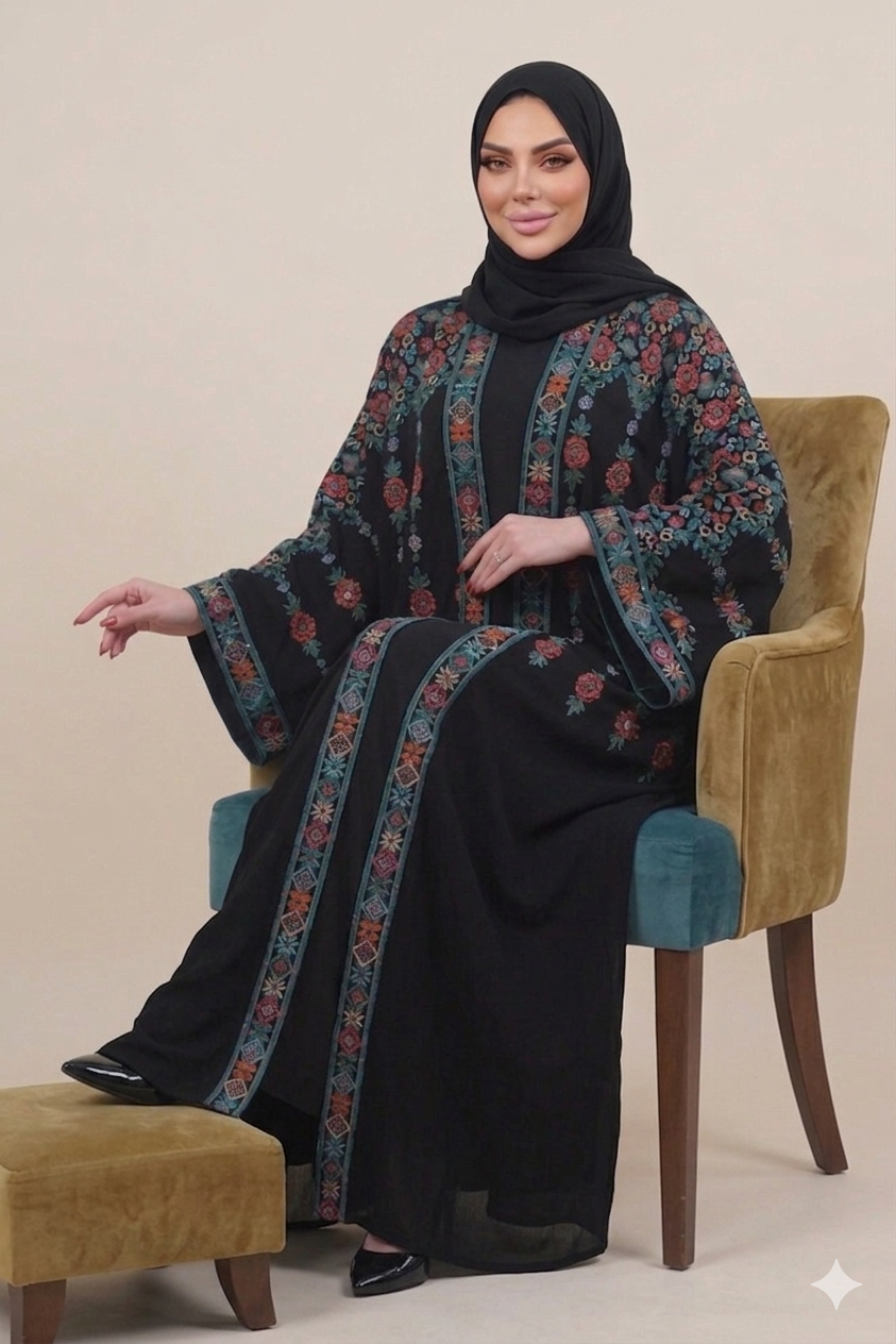 The turquoise black elegant butterfly “Bisht”