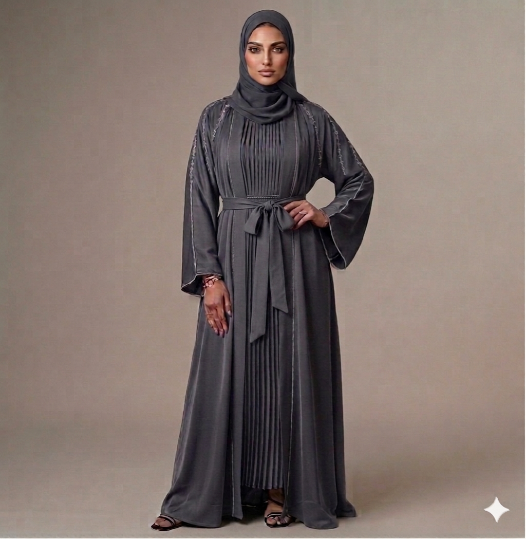 Al-Zaina Gray Jewel abaya