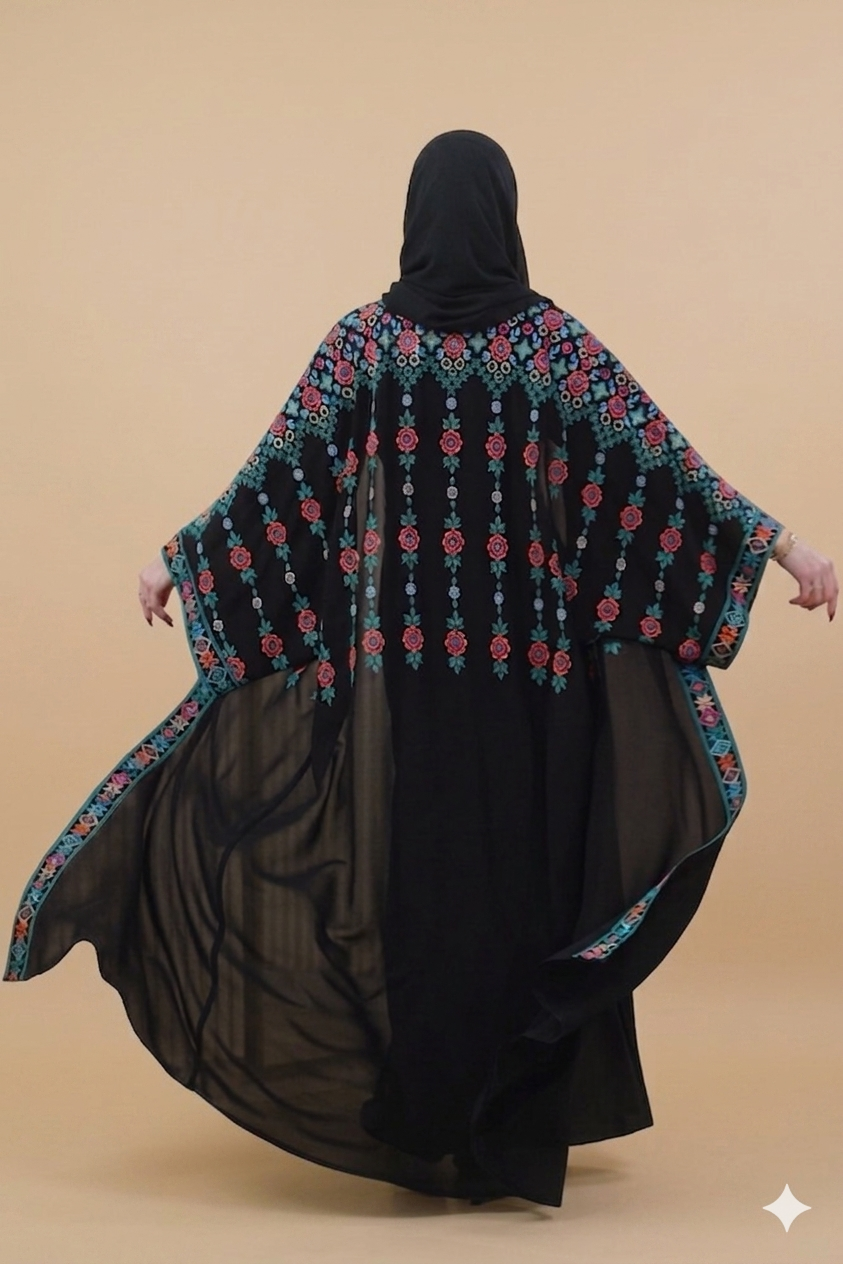 The turquoise black elegant butterfly “Bisht”