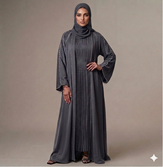 Al-Zaina Gray Jewel abaya