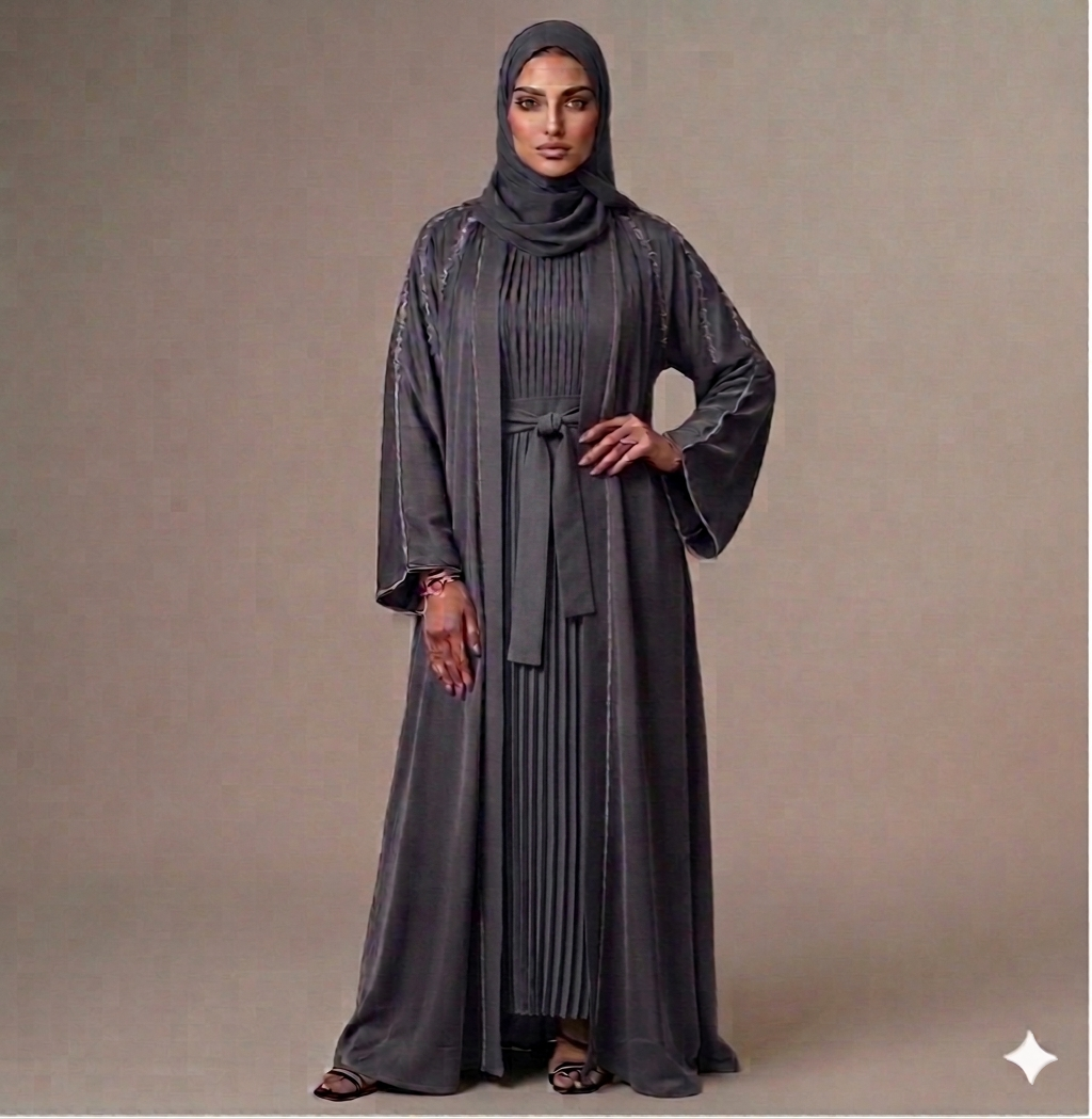 Al-Zaina Gray Jewel abaya