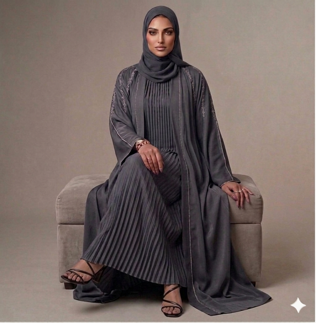 Al-Zaina Gray Jewel abaya