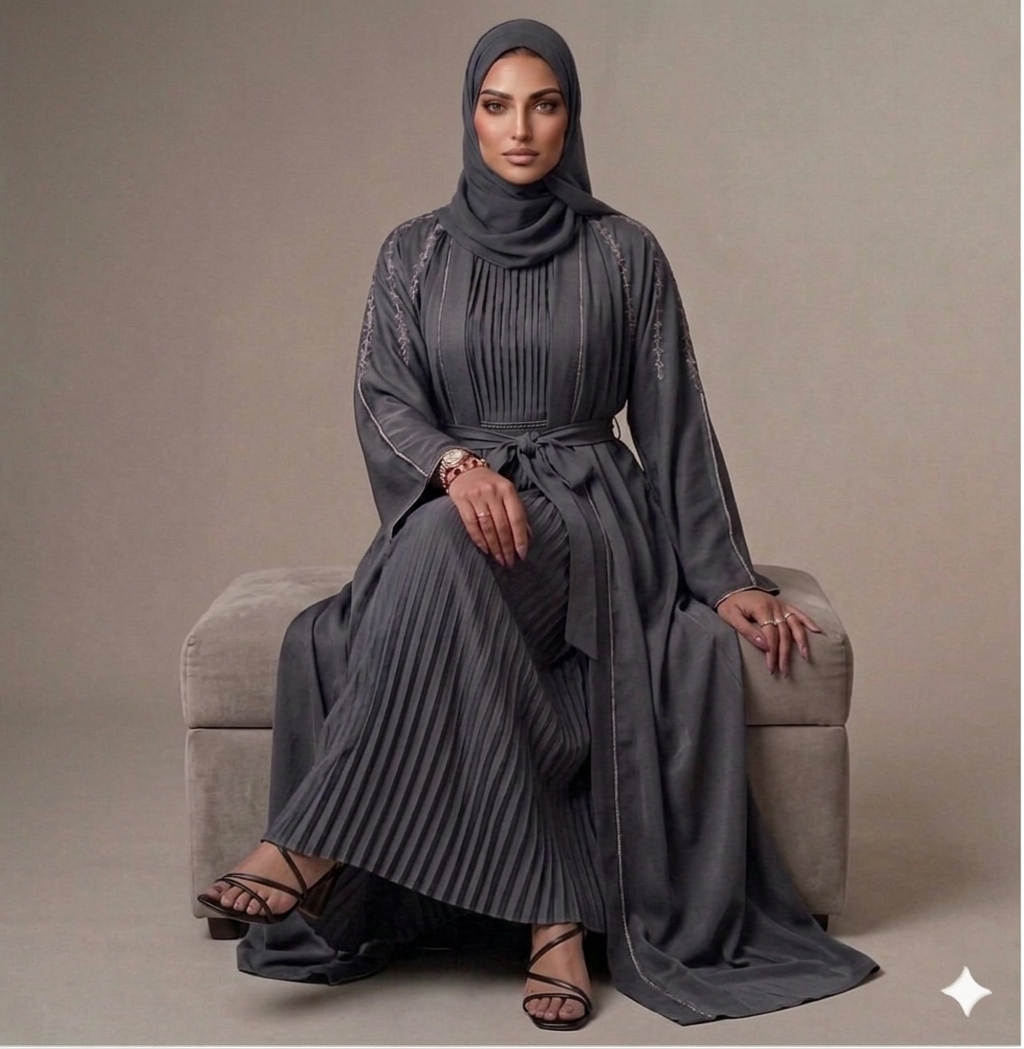 Al-Zaina Gray Jewel abaya