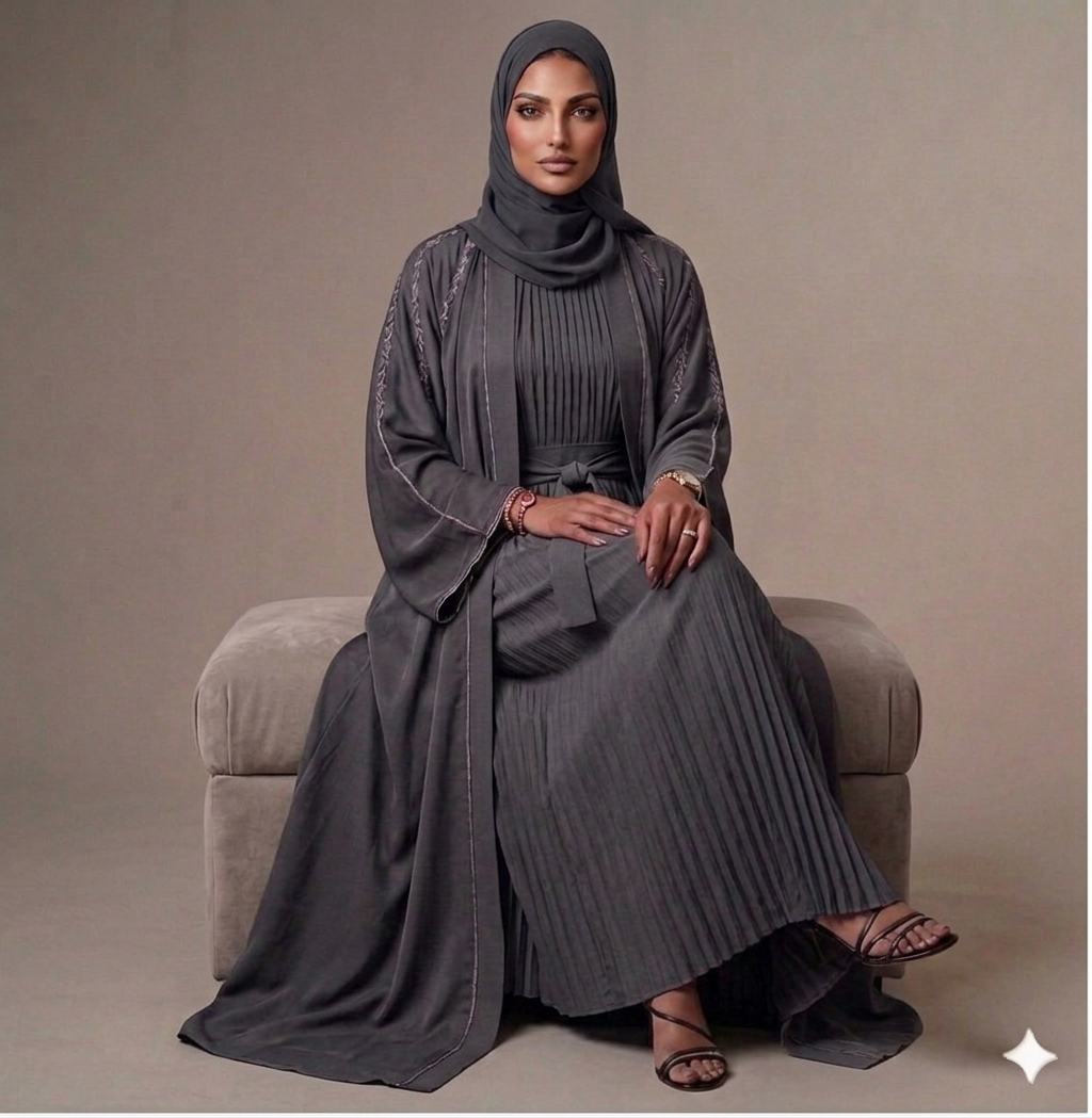 Al-Zaina Gray Jewel abaya